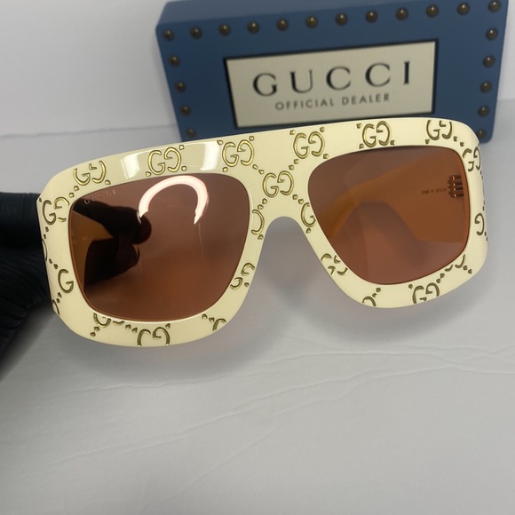 New - Gucci Rectangular Sunglasses with GG0983s Ivory - Gucci Eyewear